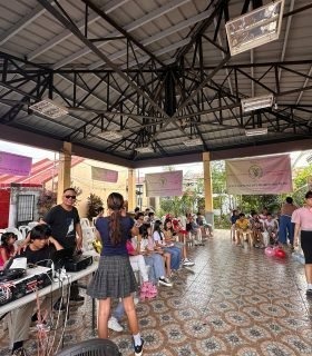 The mission family gathered for its first anniversary celebration