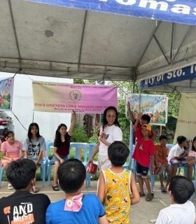 Day 1: children listening to teachers at Vacation Bible School